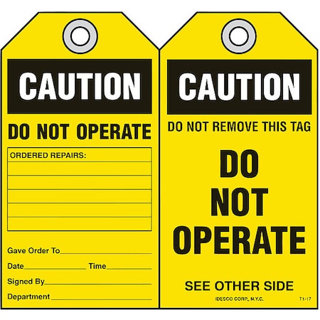 Idesco Safety Do Not Operate Safety Tag, PK10 KAT117AC