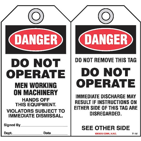 Idesco Safety Men Working On Machinry Safety Tag, PK10 KAT182AC