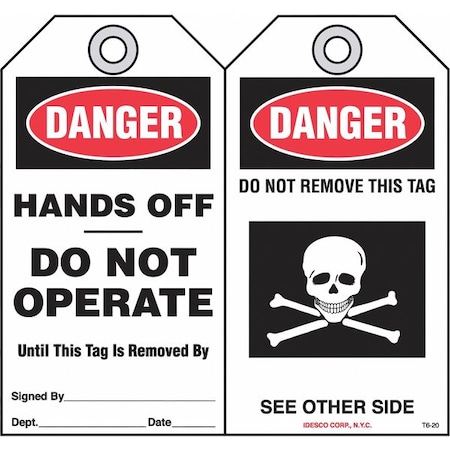 Idesco Safety Hands Off Safety Tag, PK10 KAT620AC