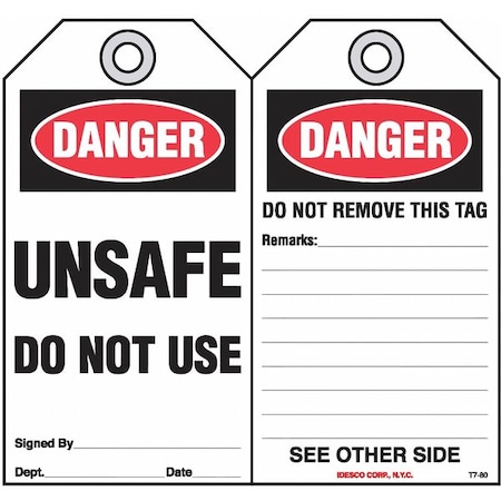 Idesco Safety Unsafe, Do not Use Safety Tag, PK10 KAT780AC
