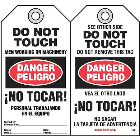 Idesco Safety No Tocar Safety Tag, PK10 KAT821AC
