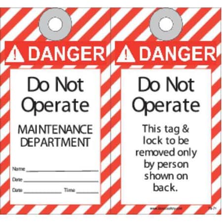 Idesco Safety Maintenance Department Safety Tag, PK10 KAT971AC