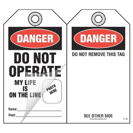 Idesco Safety Self-Laminated Danger Safety Tag, PK10 LAP120AC