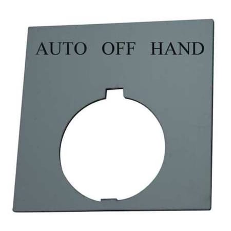 Eaton Legend Plate, Square, Auto Off Hand, Black HT8SP49