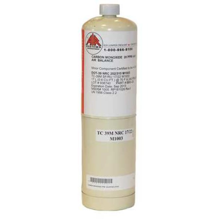 AIR SYSTEMS INTL Calibration Gas Cylinder, CO, 20ppm, 17L BBG-20
