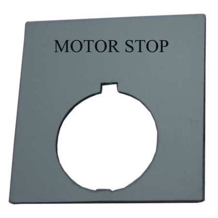 Eaton Legend Plate, Square, Motor Stop, Black HT8SP82