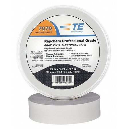 Raychem Electrical Tape, 3/4 x 66 ft., 7 mil, Gray ETP-7070-8-19-20-P-A