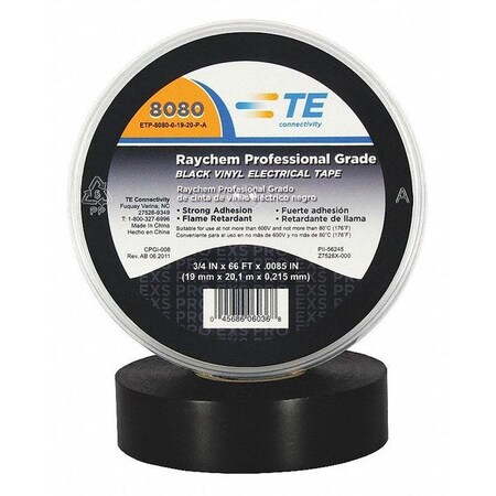Raychem Electrical Tape, 3/4 x 66 ft., 7 mil, Black ETP-8080-0-19-20-P-A