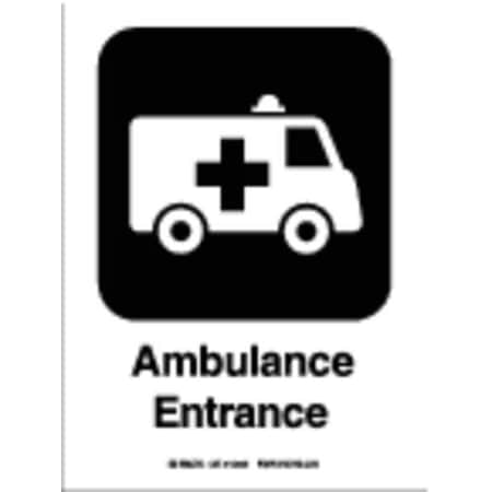 Brady Hospital Sign, 7 in W, 10" H, English, Plastic, Black, White 142482