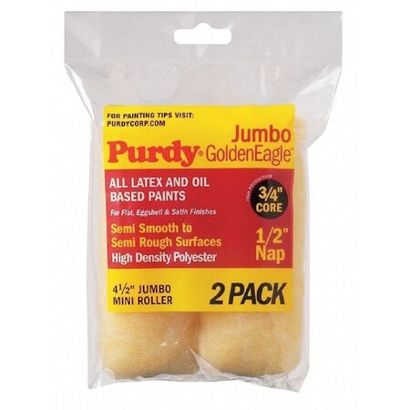 Purdy 4 1/2 in Mini Paint Roller Cover, 1/2 in Nap, Polyester, 2 PK 140624023