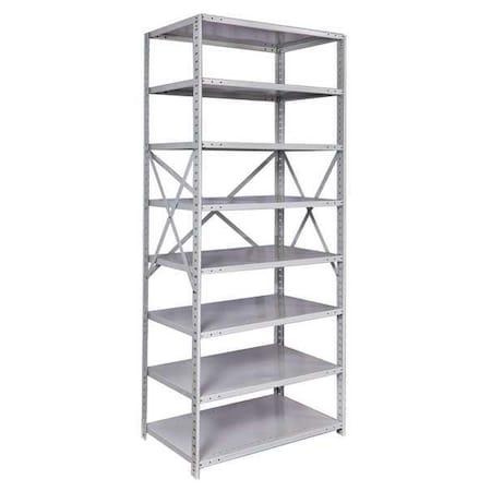 Hallowell Metal Antimicrobial Shelving Unit, 18"D x 48"W x 87"H, 8 Shelves, Steel 4713-18PL-AM