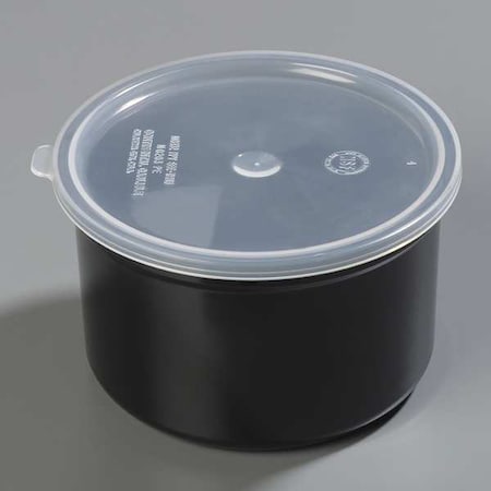 Carlisle Foodservice Poly-Tuf Crock w/Lid, 1.5 qt, Black, PK6 0316GR03