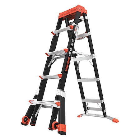 LITTLE GIANT LADDERS Multipurpose Ladder, 90 Degrees , Staircase, Stepladder Configuration, Fiberglass 15130-001