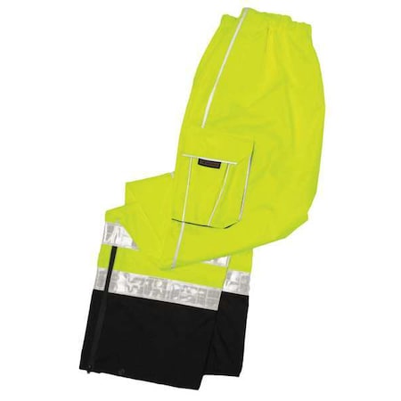 Kishigo Rain Pants, Polyester, 30 in Inseam, Pull On Closure, Green, Size XL RWP106-L-XL