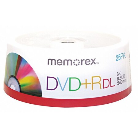 Memorex DVD+R Dual Disc, 8.50 GB, 240 min, 8x, PK25 MEM05712 | Zoro
