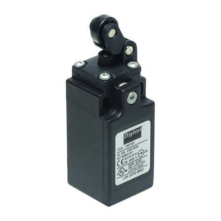 Dayton Limit Switch, Plunger, Roller Lever, 1NC/1NO, 10A at 480V AC, Actuator Location: Top 14H181