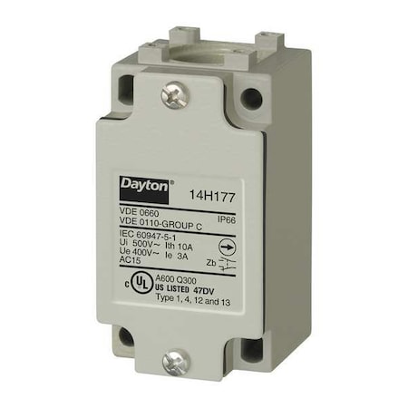 Dayton Limit Switch Body, 1NO/1NC, 10A at 250V 14H177