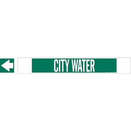 Brady Pipe Marker, City Water, Gn, 8 In orGreater, 5655-HPHV 5655-HPHV
