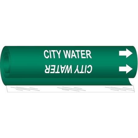 Brady Pipe Marker, City Water, Gn, 1/2 to1-3/8 In 5655-O