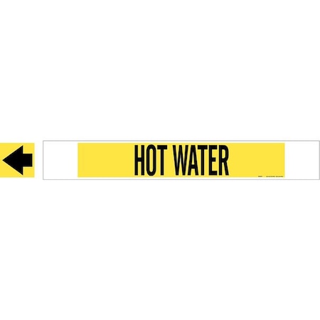 Brady Pipe Marker, Hot Water, Y, 8 In or Greater, 5707-HPHV 5707-HPHV