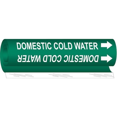 Brady Pipe Marker, Domestic Cold Water, Green, 5673-II 5673-II