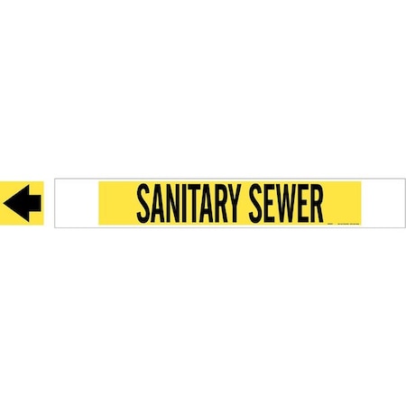 Brady Pipe Marker, Sanitary Sewer, Y, 8 In orGrtr 5755-HPHV