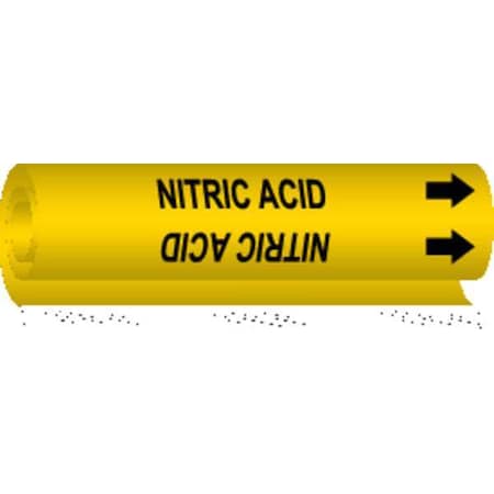 Brady Pipe Marker, Nitric Acid, Y, 1/2 to1-3/8 In 5727-O