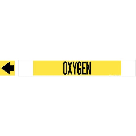 Brady Pipe Marker, Oxygen, Yel, 8 In or Greater 5736-HPHV