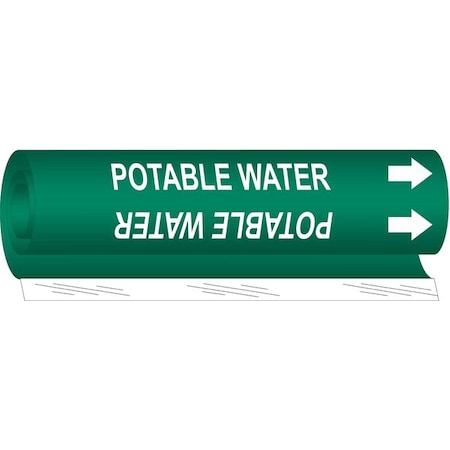 Brady Pipe Marker, Potable Water, 1/2to1-3/8 In 5744-O