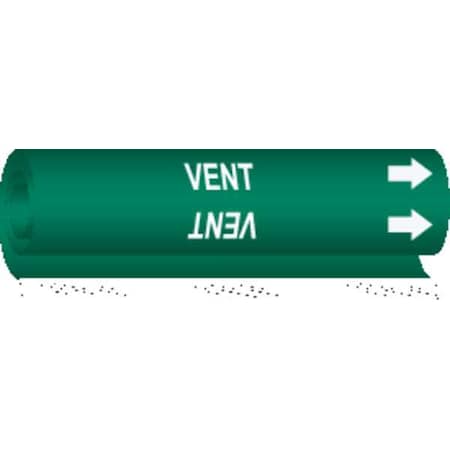 Brady Pipe Marker, Vent, Green, 1/2 to 1-3/8 In 5780-O