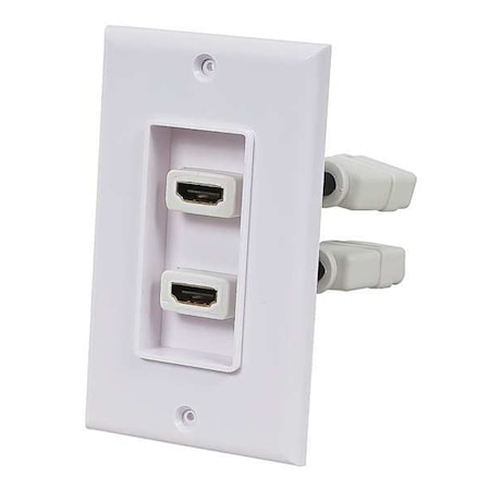 Monoprice A/V WallPlate, HDMI w/Ext, 2P, White 7332