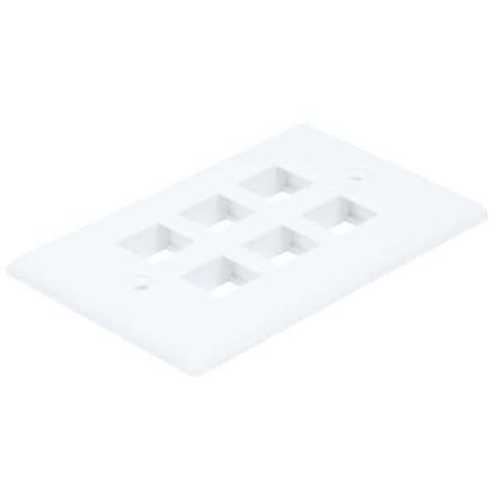 Monoprice WallPlate, Blank, 6 Hole, White 6733