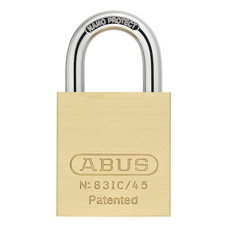 Abus Padlock, Coreless, Standard Shackle, Rectangular Brass Body, Steel Shackle, 1 in W 83IC/45