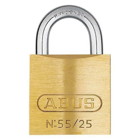 Abus Padlock, Keyed Alike, Standard Shackle, Rectangular Brass Body, Steel Shackle, 7/16 in W 55/25 KA