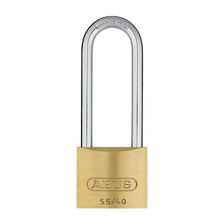 Abus Padlock, Keyed Alike, Long Shackle, Rectangular Brass Body, Steel Shackle, 13/16 in W 55HB/40-63 KA