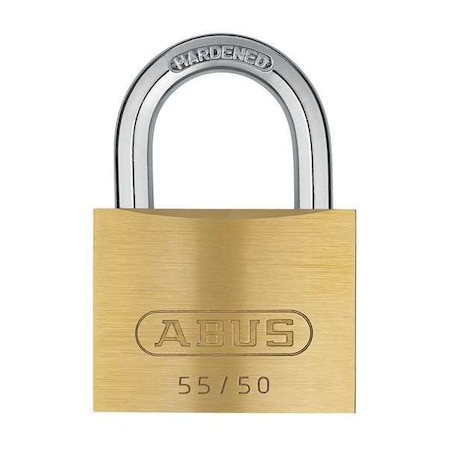 Abus Padlock, Keyed Different, Standard Shackle, Rectangular Brass Body, Steel Shackle, 1 in W 55/50 KD