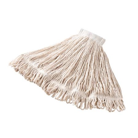 Rubbermaid Commercial 5 in String Wet Mop, 18 oz Dry Wt, Side Gate Connection, Looped-End, White, Cotton, PK6 FGD15306WH00