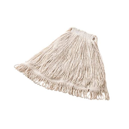 Rubbermaid Commercial 1 in String Wet Mop, 18 oz Dry Wt, Slide On Connection, Looped-End, White, Cotton, PK6 FGD11306WH00