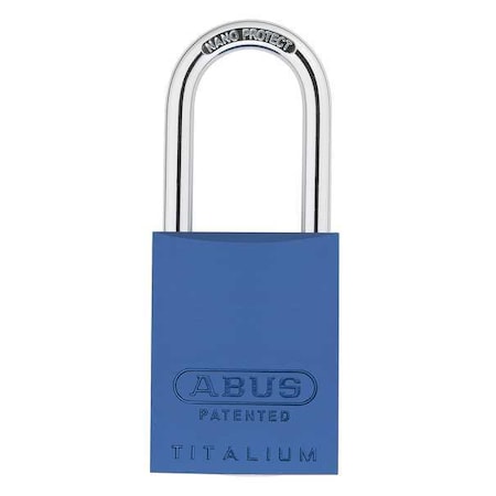 Abus Padlock, Keyed Alike, Long Shackle, Rectangular Aluminum Body, Steel Shackle, 1 in W 83AL/40 (200) KA Blue