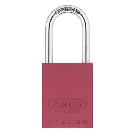 Abus Padlock, Keyed Alike, Long Shackle, Rectangular Aluminum Body, Steel Shackle, 1 in W 83AL/40 (200) KA Red