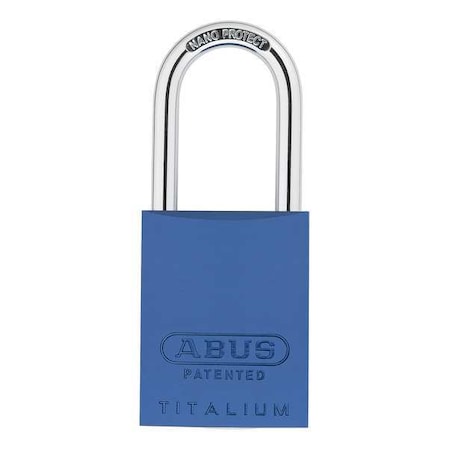 Abus Padlock, Keyed Alike, Long Shackle, Rectangular Aluminum Body, Steel Shackle, 1 in W 83AL/40 (300) KA Blue