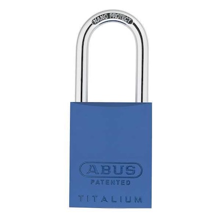 Abus Padlock, Keyed Different, Long Shackle, Rectangular Aluminum Body, Steel Shackle, 1 in W 83AL/40 (300) KD Blue