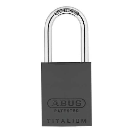 Abus Padlock, Keyed Different, Long Shackle, Rectangular Aluminum Body, Steel Shackle, 1 in W 83AL/40 (300) KD Titanium