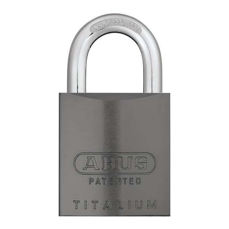 Abus Padlock, Keyed Alike, Standard Shackle, Rectangular Aluminum Body, Steel Shackle, 1 in W 83AL/45 (300) KA Titanium