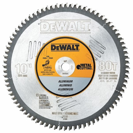 Dewalt 10" 80T Aluminum Cutting Saw Blade 5/8" Arbor DW7665