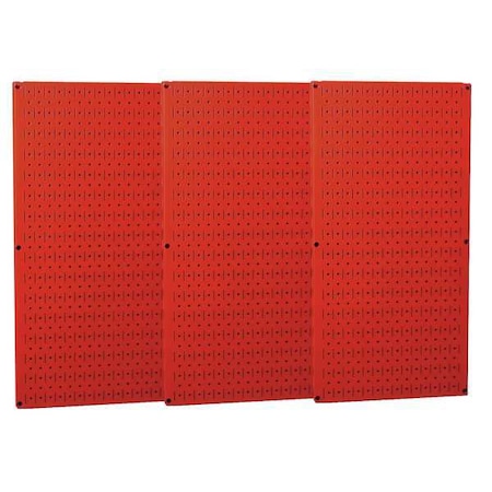 Wall Control Pegboard Panel, Round 1/4 in Holes, 1 in Hole Spacing, 32 in H x 48 in W x 3/4 in D, Red 35-P-3248RD