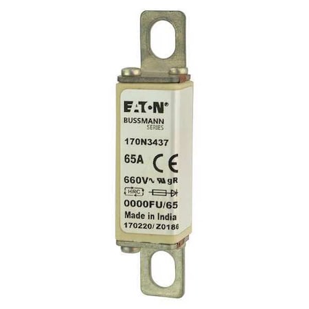 Eaton Bussmann Semiconductor Fuse, 65A, Fast-Acting, 660V AC, Bolt-On 170N3437