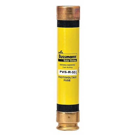 Eaton Bussmann Solar Fuse, 50A, Fast-Acting, 600V AC, Cylindrical PVS-R-50