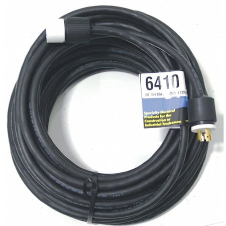 Southwire SOW Extension Cord, 10 AWG, Outdoor, 10/4, 1 Outlets, L14-30R, Black, Rubber, L14-30P, 100 ft 6410