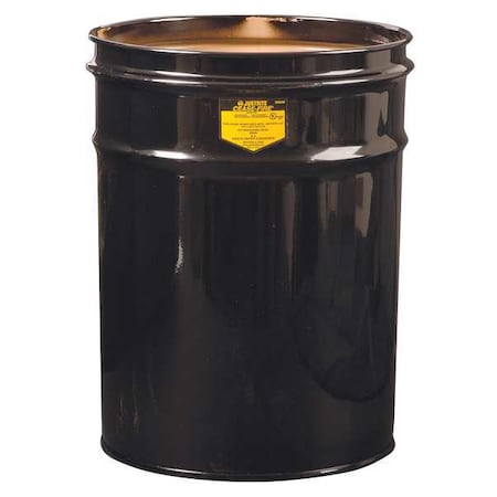Justrite Open Head Waste Receptacle Drum, Steel, 6 gal, Unlined, Black 26050K